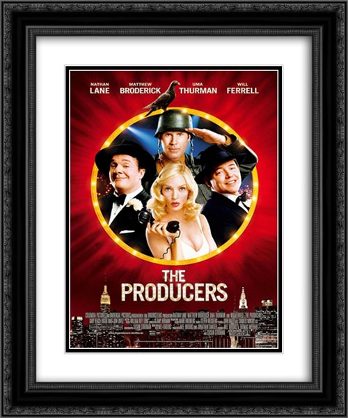 The Producers 20x24 Black Ornate Wood Framed Movie Poster with Double Matting