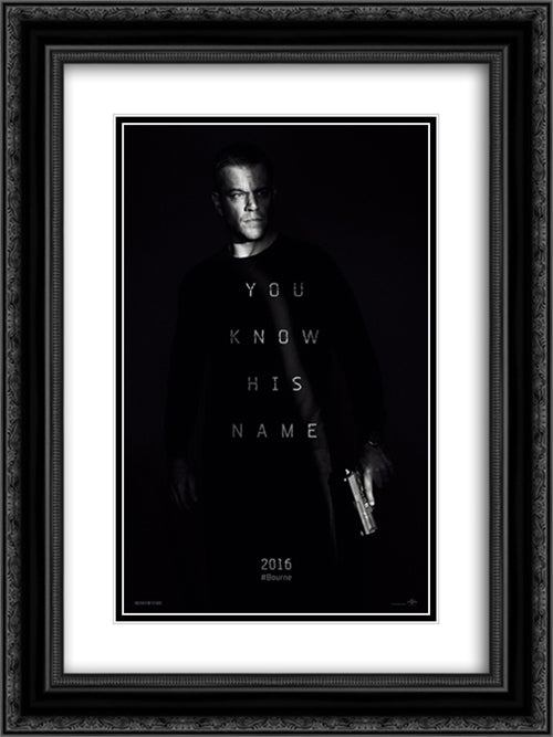Jason Bourne 18x24 Black Ornate Wood Framed Movie Poster with Double Matting