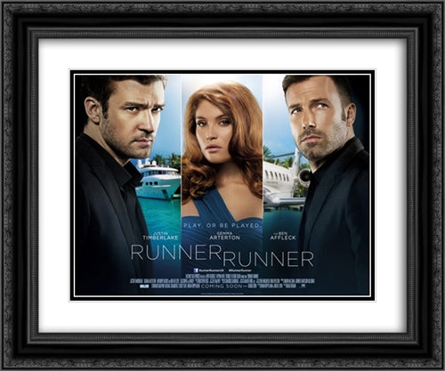 Runner Runner 24x20 Black Ornate Wood Framed Movie Poster with Double Matting