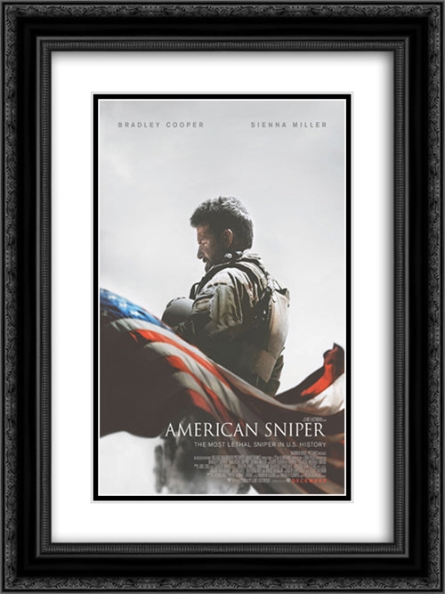 American Sniper 18x24 Black Ornate Wood Framed Movie Poster with Double Matting