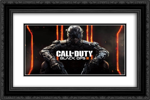 Call of Duty Black Ops III 24x16 Black Ornate Wood Framed Movie Poster with Double Matting