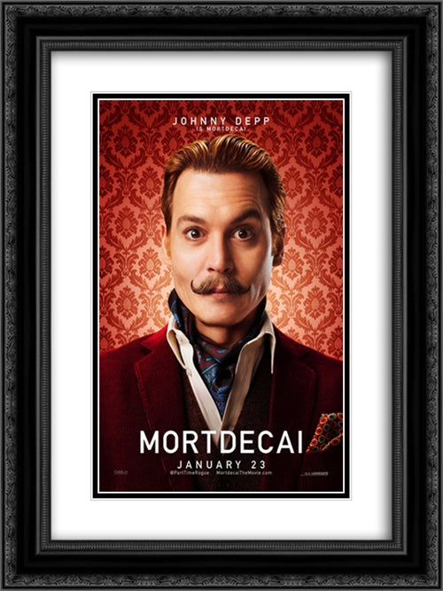 Mortdecai 18x24 Black Ornate Wood Framed Movie Poster with Double Matting