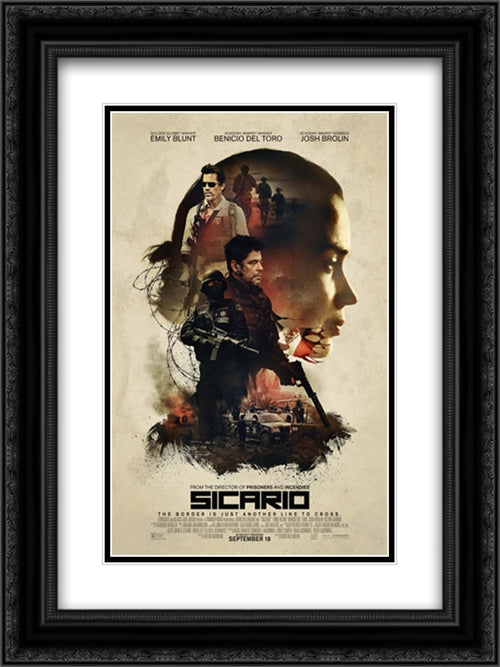 Sicario 18x24 Black Ornate Wood Framed Movie Poster with Double Matting