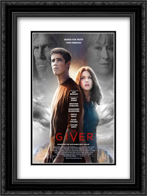 The Giver 18x24 Black Ornate Wood Framed Movie Poster with Double Matting