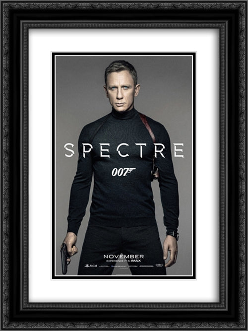 Spectre 007 18x24 Black Ornate Wood Framed Movie Poster with Double Matting