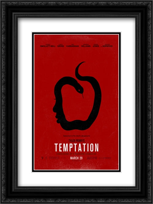Temptation 18x24 Black Ornate Wood Framed Movie Poster with Double Matting