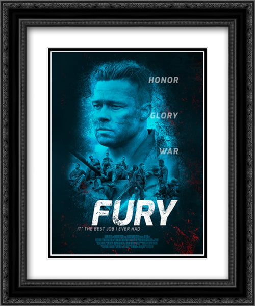 Fury 20x24 Black Ornate Wood Framed Movie Poster with Double Matting