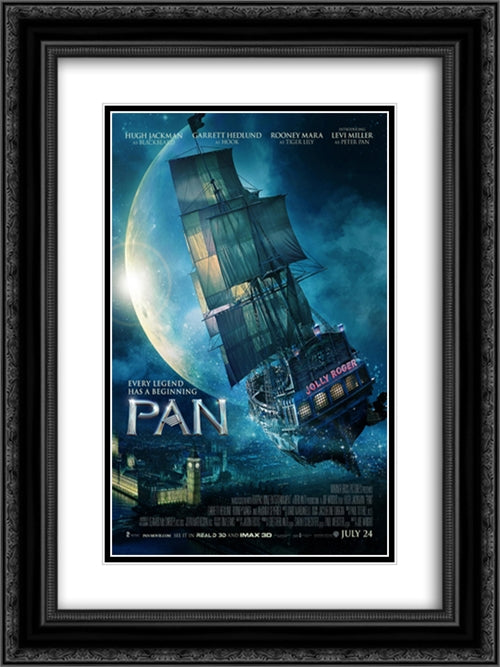 Pan 18x24 Black Ornate Wood Framed Movie Poster with Double Matting