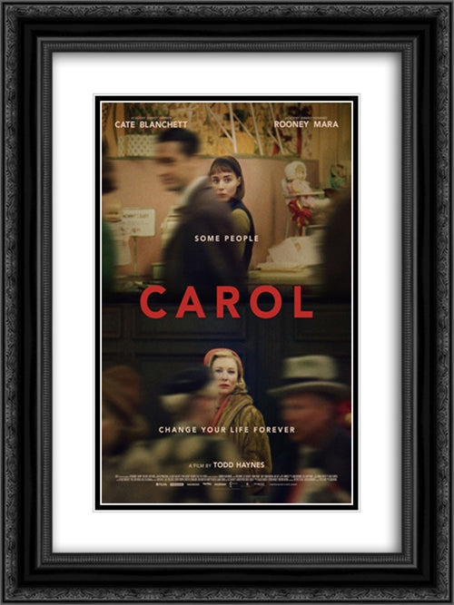 Carol 18x24 Black Ornate Wood Framed Movie Poster with Double Matting