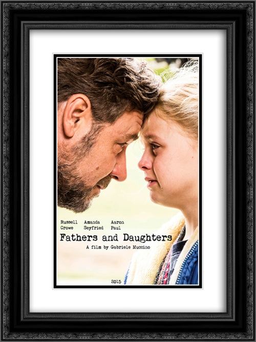 Fathers and Daughters 18x24 Black Ornate Wood Framed Movie Poster with Double Matting