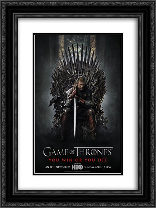 Game of Thrones 18x24 Black Ornate Wood Framed Movie Poster with Double Matting