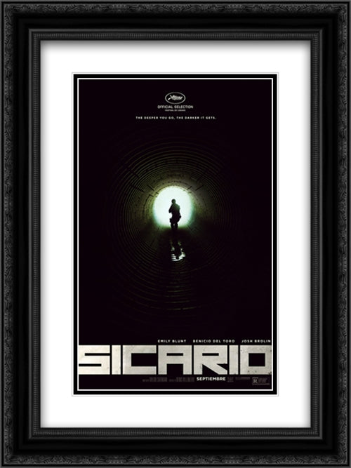 Sicario 18x24 Black Ornate Wood Framed Movie Poster with Double Matting