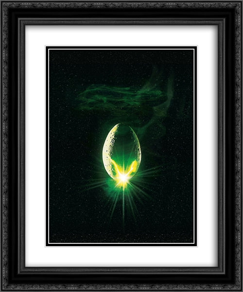 Alien 20x24 Black Ornate Wood Framed Movie Poster with Double Matting