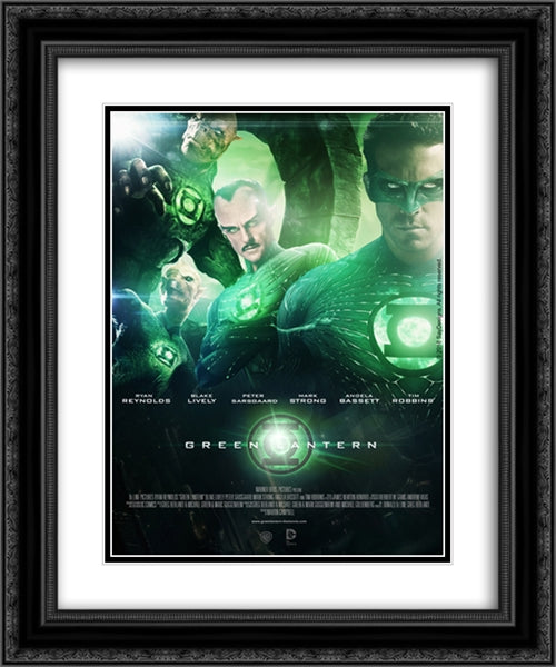 Green Lantern 20x24 Black Ornate Wood Framed Movie Poster with Double Matting
