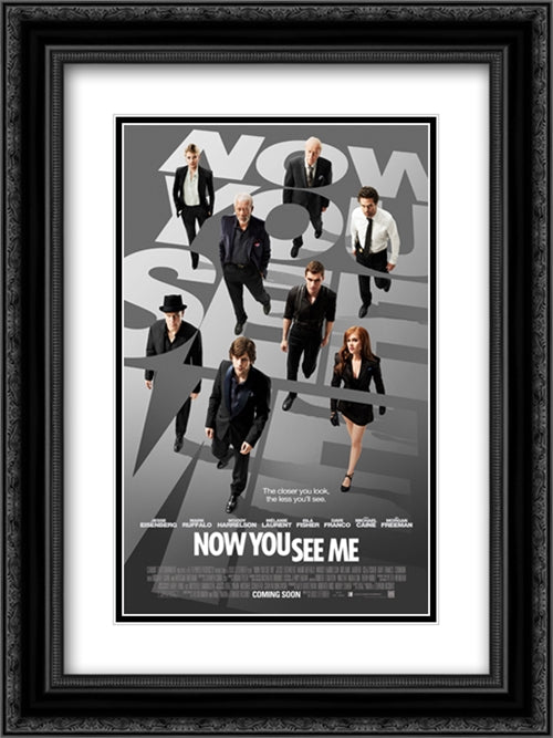 Now You See Me 18x24 Black Ornate Wood Framed Movie Poster with Double Matting