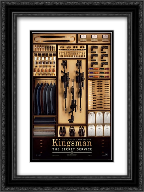 Kingsman The Secret Service 18x24 Black Ornate Wood Framed Movie Poster with Double Matting
