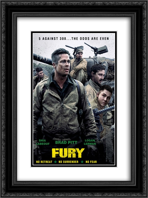 Fury 18x24 Black Ornate Wood Framed Movie Poster with Double Matting