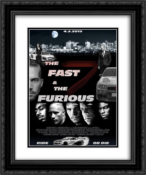 The Fast and the Furious 20x24 Black Ornate Wood Framed Movie Poster with Double Matting