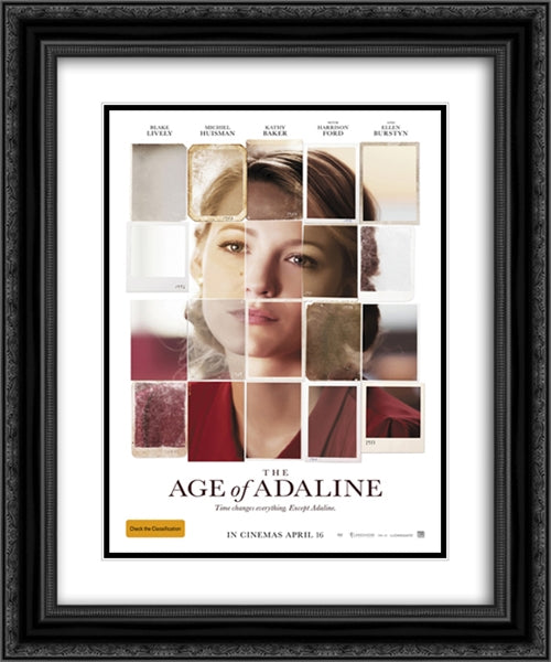 The Age of Adaline 20x24 Black Ornate Wood Framed Movie Poster with Double Matting