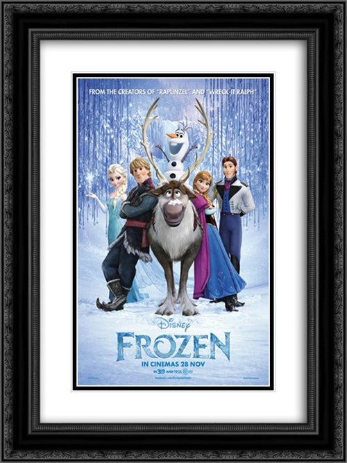 Frozen 18x24 Black Ornate Wood Framed Movie Poster with Double Matting