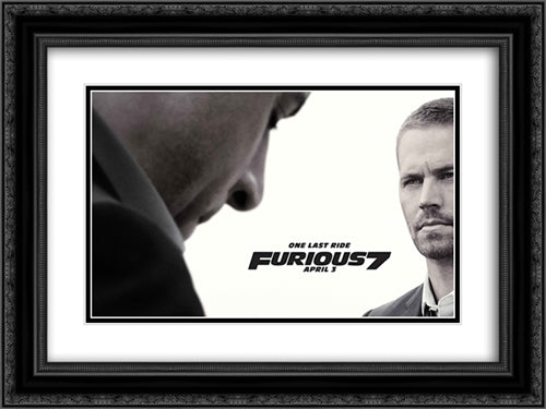 Fast and Furious 7 24x18 Black Ornate Wood Framed Movie Poster with Double Matting