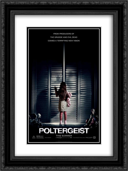 Poltergeist 18x24 Black Ornate Wood Framed Movie Poster with Double Matting
