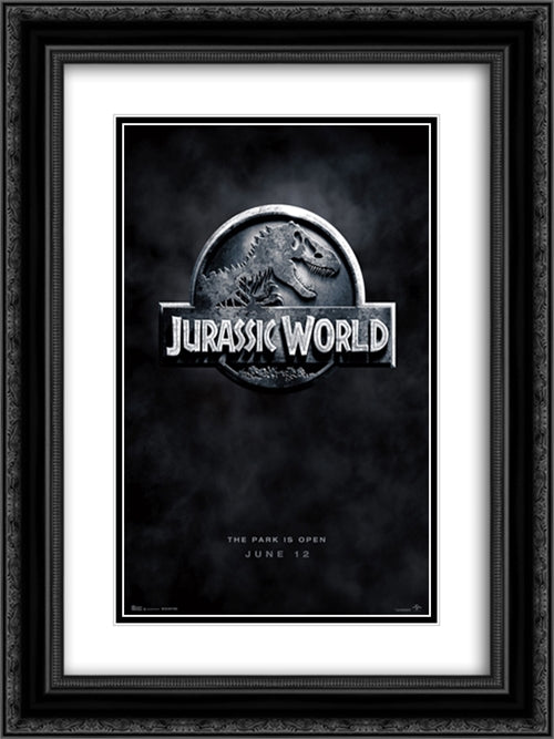 Jurassic World 18x24 Black Ornate Wood Framed Movie Poster with Double Matting