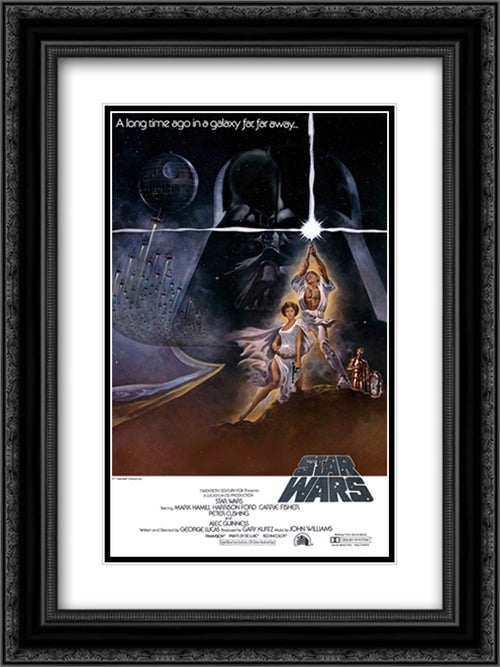 Star Wars 18x24 Black Ornate Wood Framed Movie Poster with Double Matting