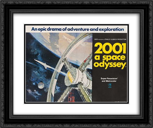 2001 A Space Odyssey 24x20 Black Ornate Wood Framed Movie Poster with Double Matting