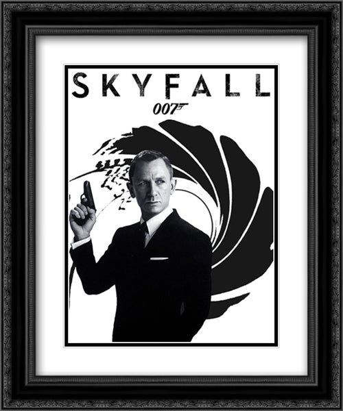 007 Skyfall 20x24 Black Ornate Wood Framed Movie Poster with Double Matting