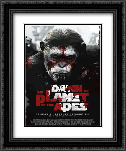 Dawn of The Planet of The Apes 20x24 Black Ornate Wood Framed Movie Poster with Double Matting