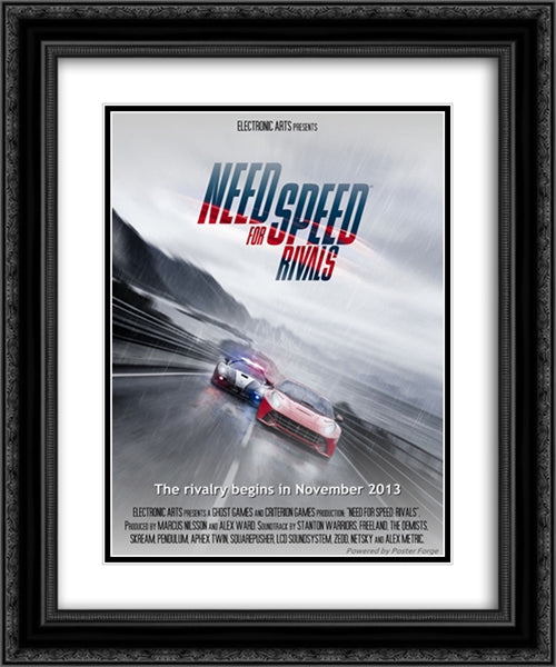 Need for Speed Rivals 20x24 Black Ornate Wood Framed Movie Poster with Double Matting