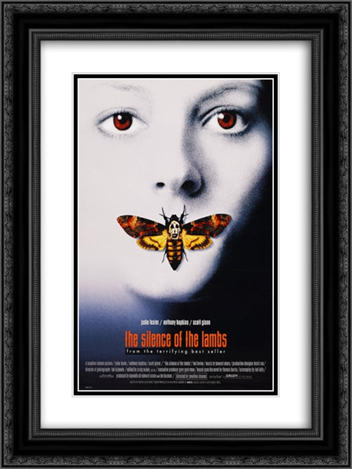 The Silence of the Lambs 18x24 Black Ornate Wood Framed Movie Poster with Double Matting