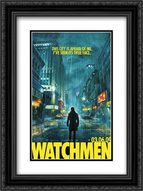Watchmen 18x24 Black Ornate Wood Framed Movie Poster with Double Matting