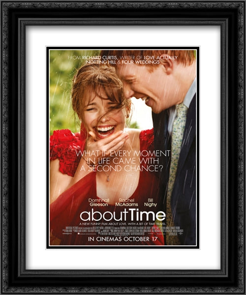About Time 20x24 Black Ornate Wood Framed Movie Poster with Double Matting
