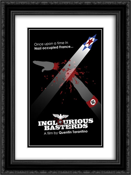 Inglourious Basterds 18x24 Black Ornate Wood Framed Movie Poster with Double Matting