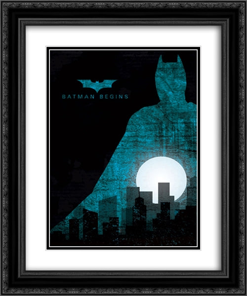Batman Begins 20x24 Black Ornate Wood Framed Movie Poster with Double Matting