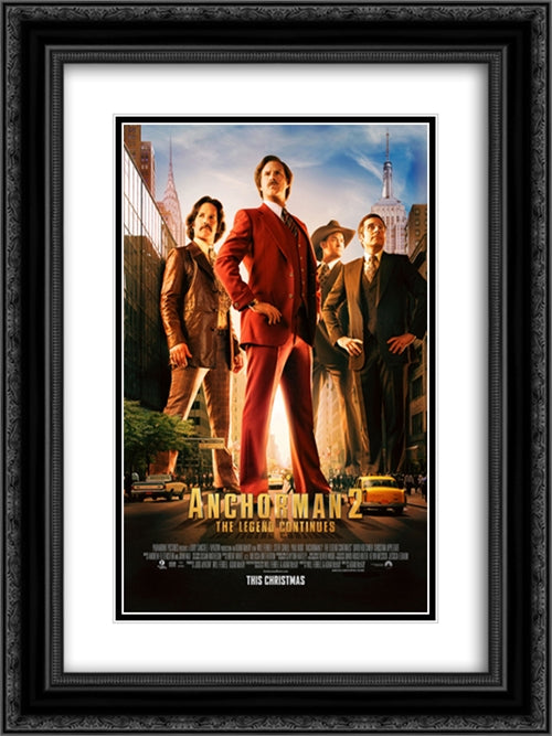 Anchorman 2 18x24 Black Ornate Wood Framed Movie Poster with Double Matting