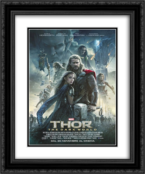 Thor The Dark World 20x24 Black Ornate Wood Framed Movie Poster with Double Matting