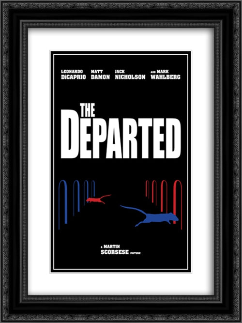 The Departed 18x24 Black Ornate Wood Framed Movie Poster with Double Matting