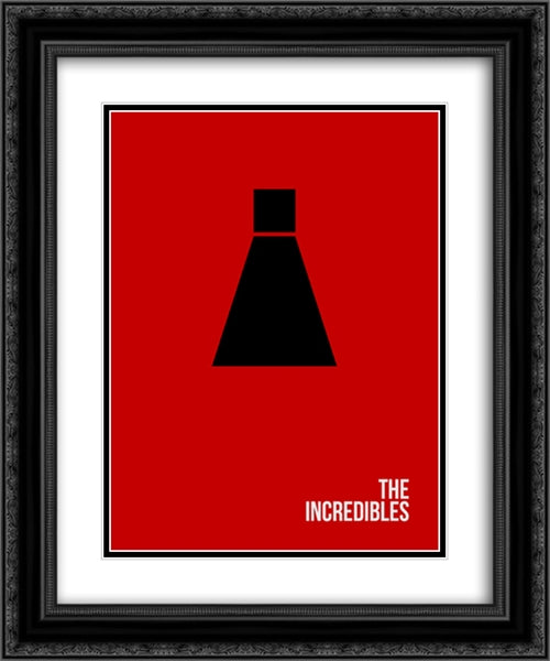 The Incredibles 20x24 Black Ornate Wood Framed Movie Poster with Double Matting