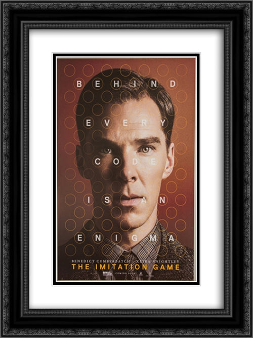 The Imitation Game 18x24 Black Ornate Wood Framed Movie Poster with Double Matting