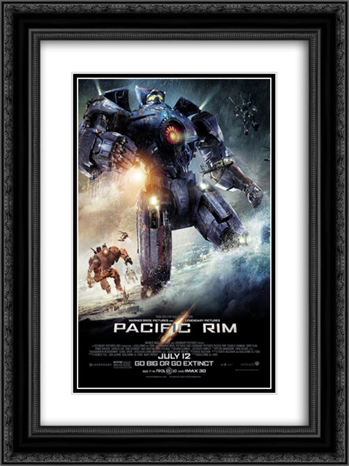 Pacific Rim 18x24 Black Ornate Wood Framed Movie Poster with Double Matting