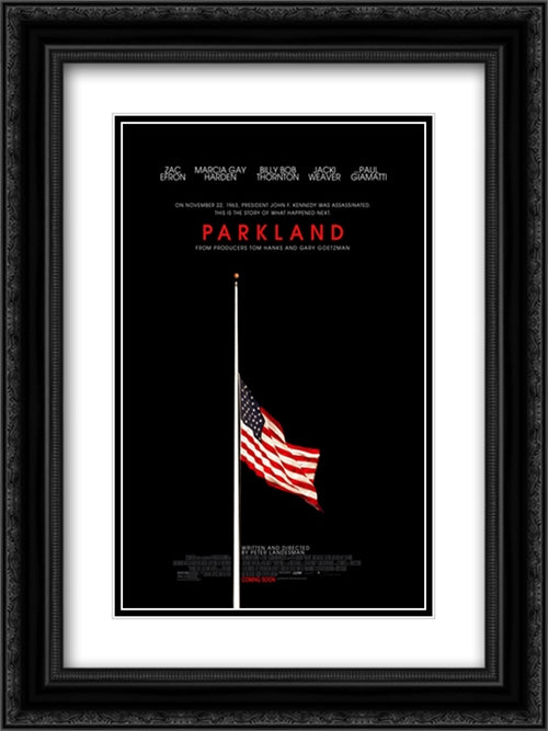 Parkland 18x24 Black Ornate Wood Framed Movie Poster with Double Matting