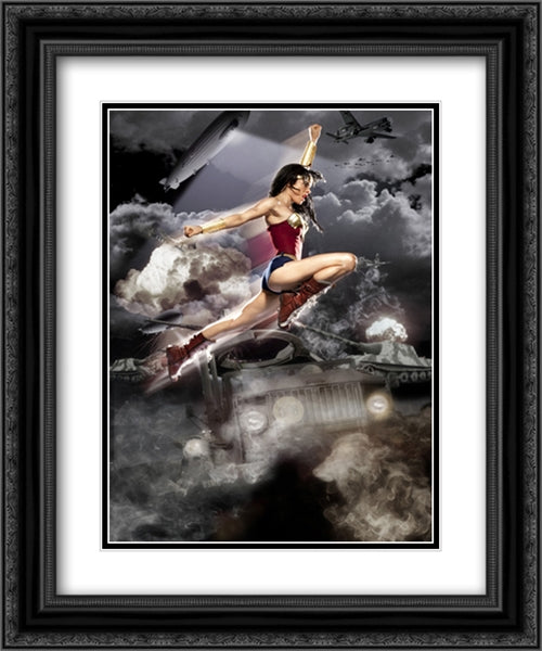 Wonder Woman 20x24 Black Ornate Wood Framed Movie Poster with Double Matting