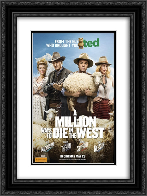 Million Ways to Die in the West 18x24 Black Ornate Wood Framed Movie Poster with Double Matting