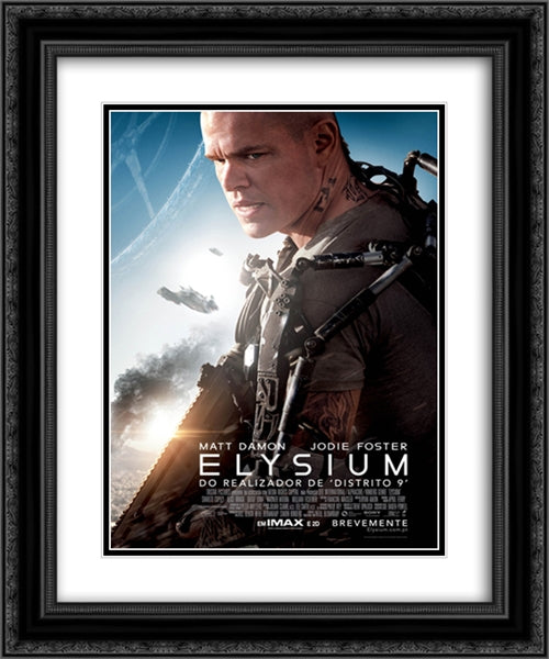 Elysium 20x24 Black Ornate Wood Framed Movie Poster with Double Matting