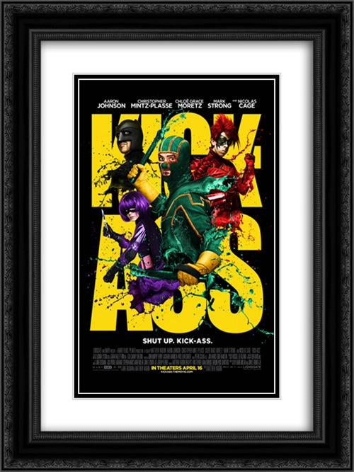 Kick Ass 18x24 Black Ornate Wood Framed Movie Poster with Double Matting