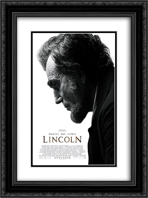 Lincoln 18x24 Black Ornate Wood Framed Movie Poster with Double Matting