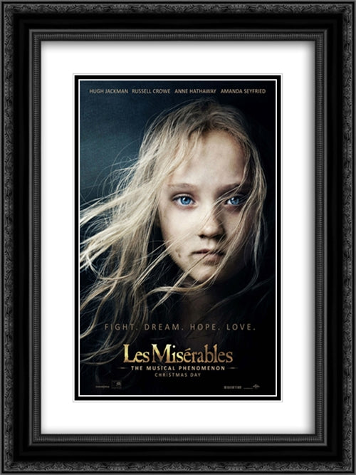 Les Miserables 18x24 Black Ornate Wood Framed Movie Poster with Double Matting